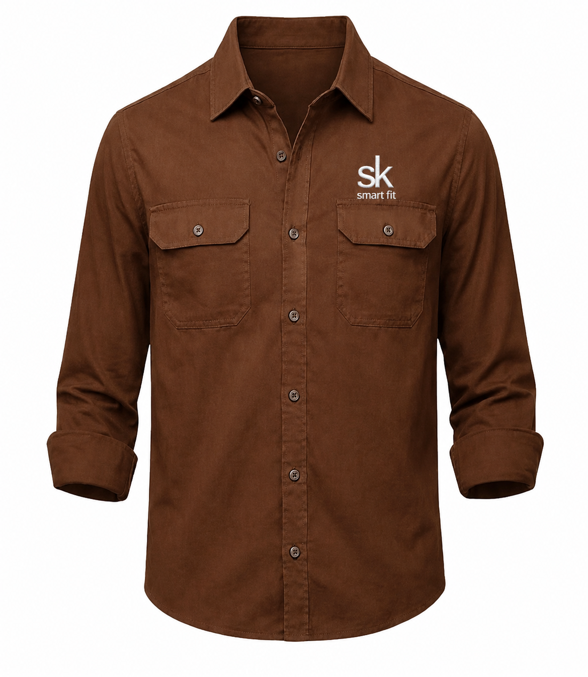 Classic Chest Pocket Brown Casual Shirt